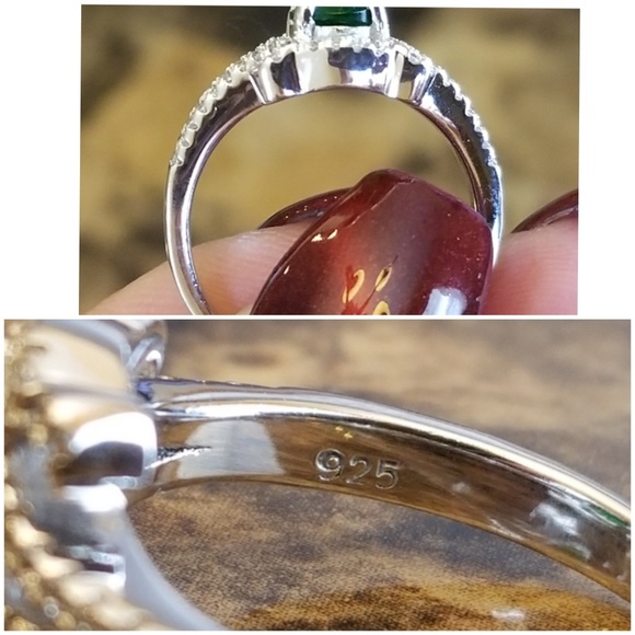 Genuine 2ct Emerald and White Sapphires Ring 8 - Picture 6 of 6